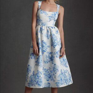 Sachin & Babi Blaine Taffeta Square-Neck Midi Dress; Size 16